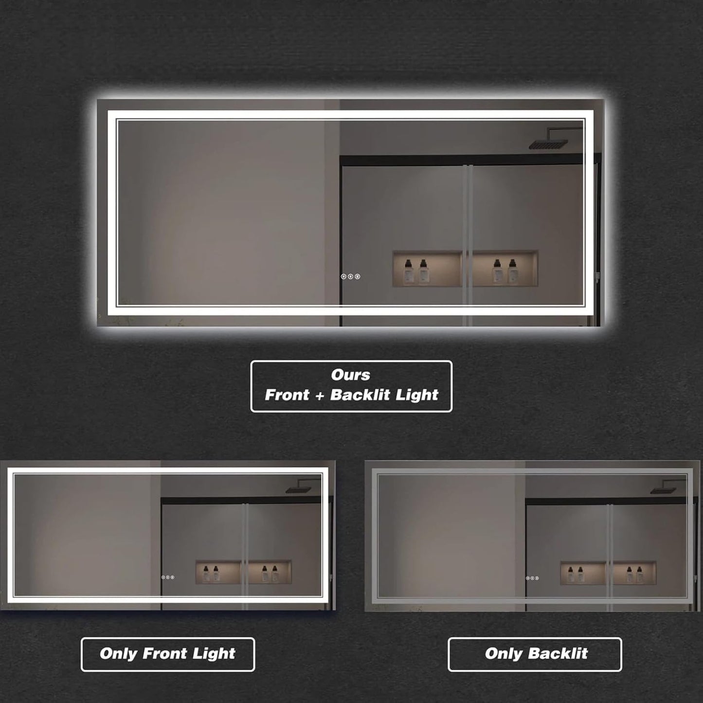 LED Bathroom Mirror with Lights, Wall Mirrors