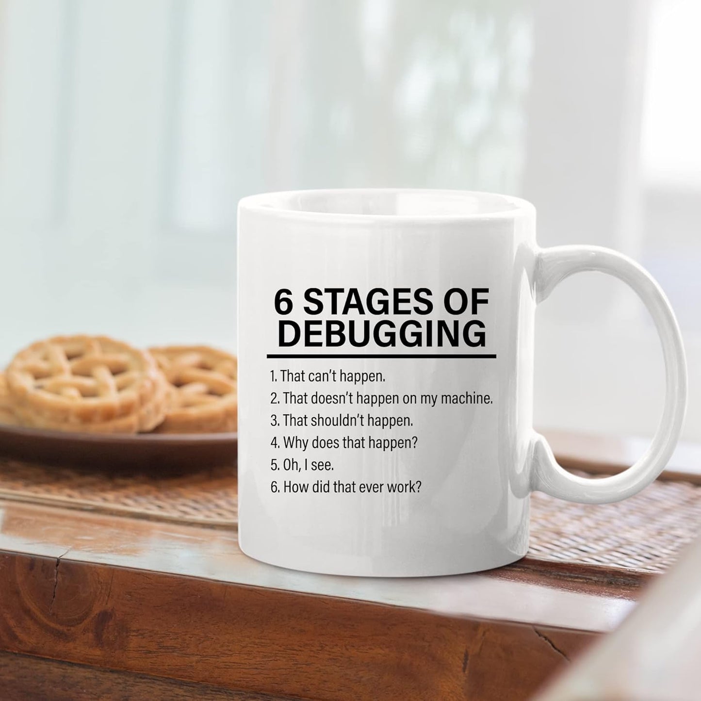 Panvola Stages Of Debugging Computer Programmer Gift Funny Programming Mug For Dad Husband Boyfriend Coworker From Wife Girlfriend Friends 11 oz White Coffee Cup