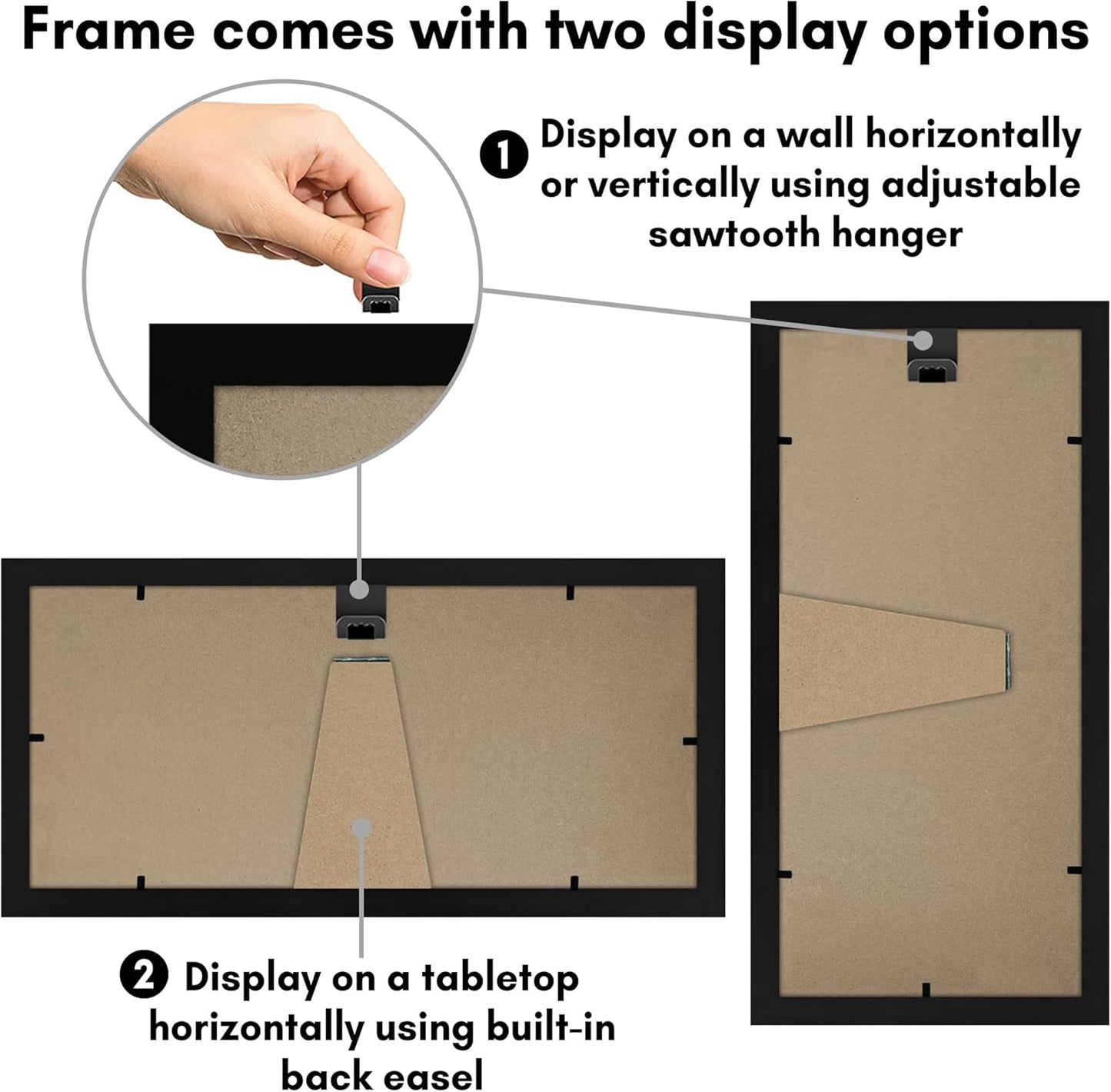 Americanflat 14x10 Picture Frame with Shatter-Resistant Glass - Signature Collection - Gallery-Style Frames Made of Engineered Wood - Photo Frame for Tabletop and Wall Display - Black