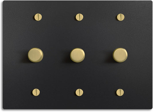 SELECT Black Brass Dimmer Light Switch, 1 Way Rotary Dimmer, 3 Gang TRIAC/Leading Edge Dimmable LED Light Switch, 15A 120V AC with Brass Knob, Faceplate & Dimming Module, UL Listed