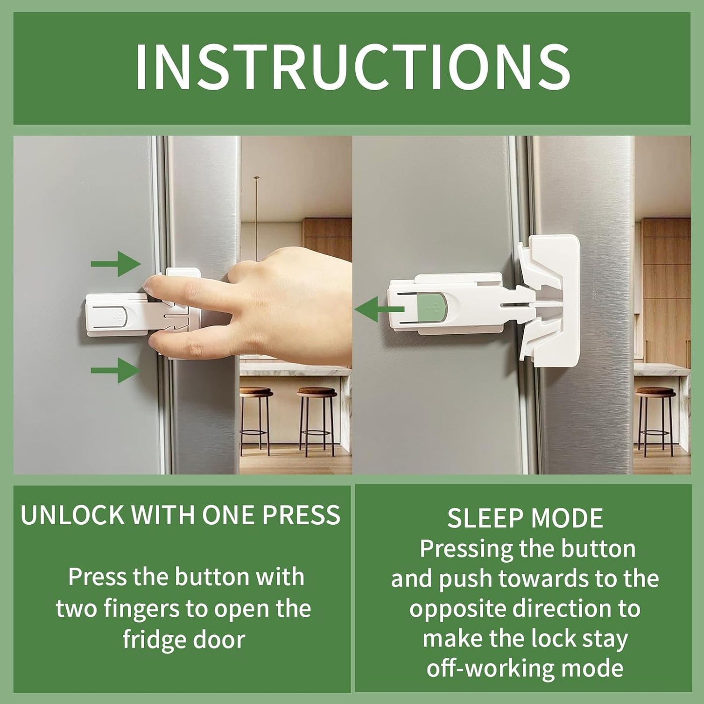 Child Proof Refrigerator Door Lock, Baby Safety Fridge Door Latch Locks, One Handed Operation, No Tools Need or Drill (Black2)