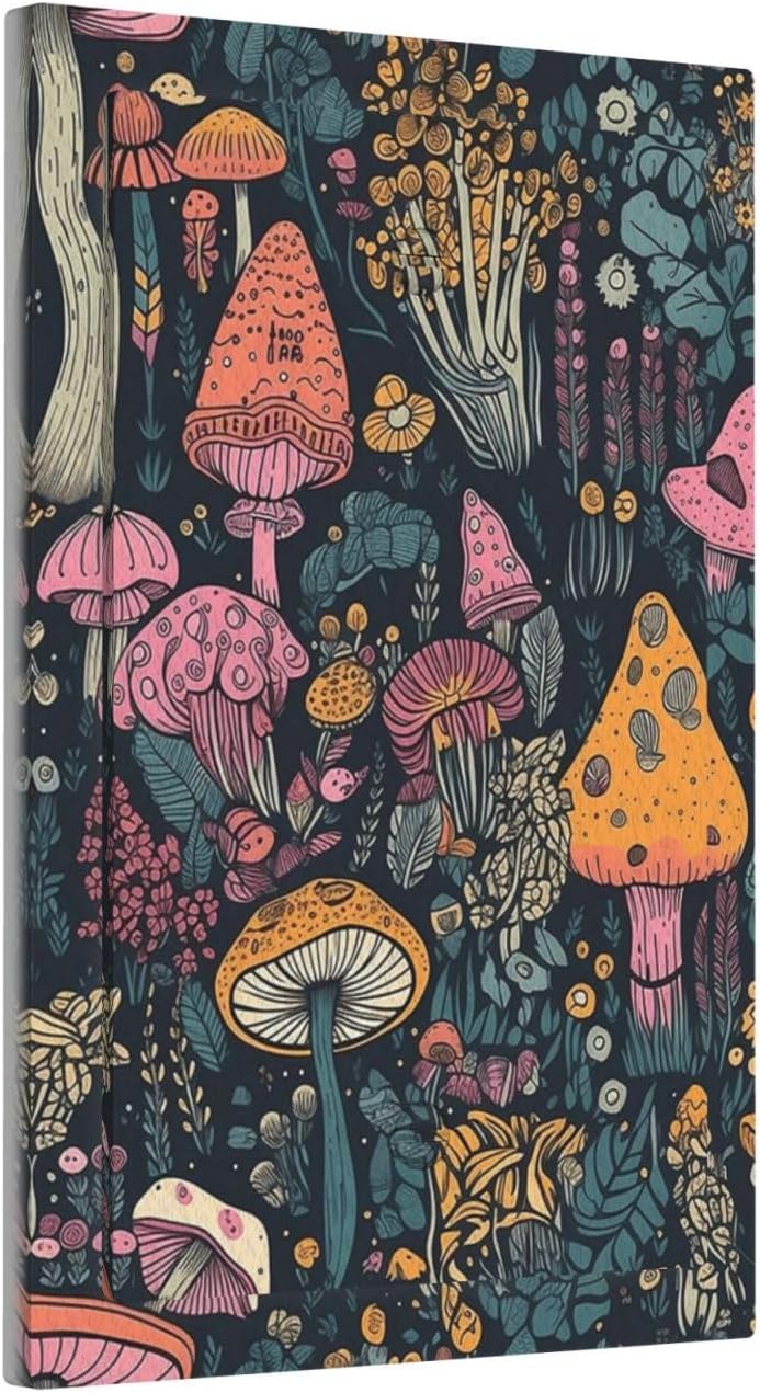 Decorative Light Switch Plate Covers Pink Orange Mushrooms Green Plant 1 Gang No Device Single Blank Outlet Covers Wall Plate Light Switch Cover Plate Faceplate for Bedroom Home Decor