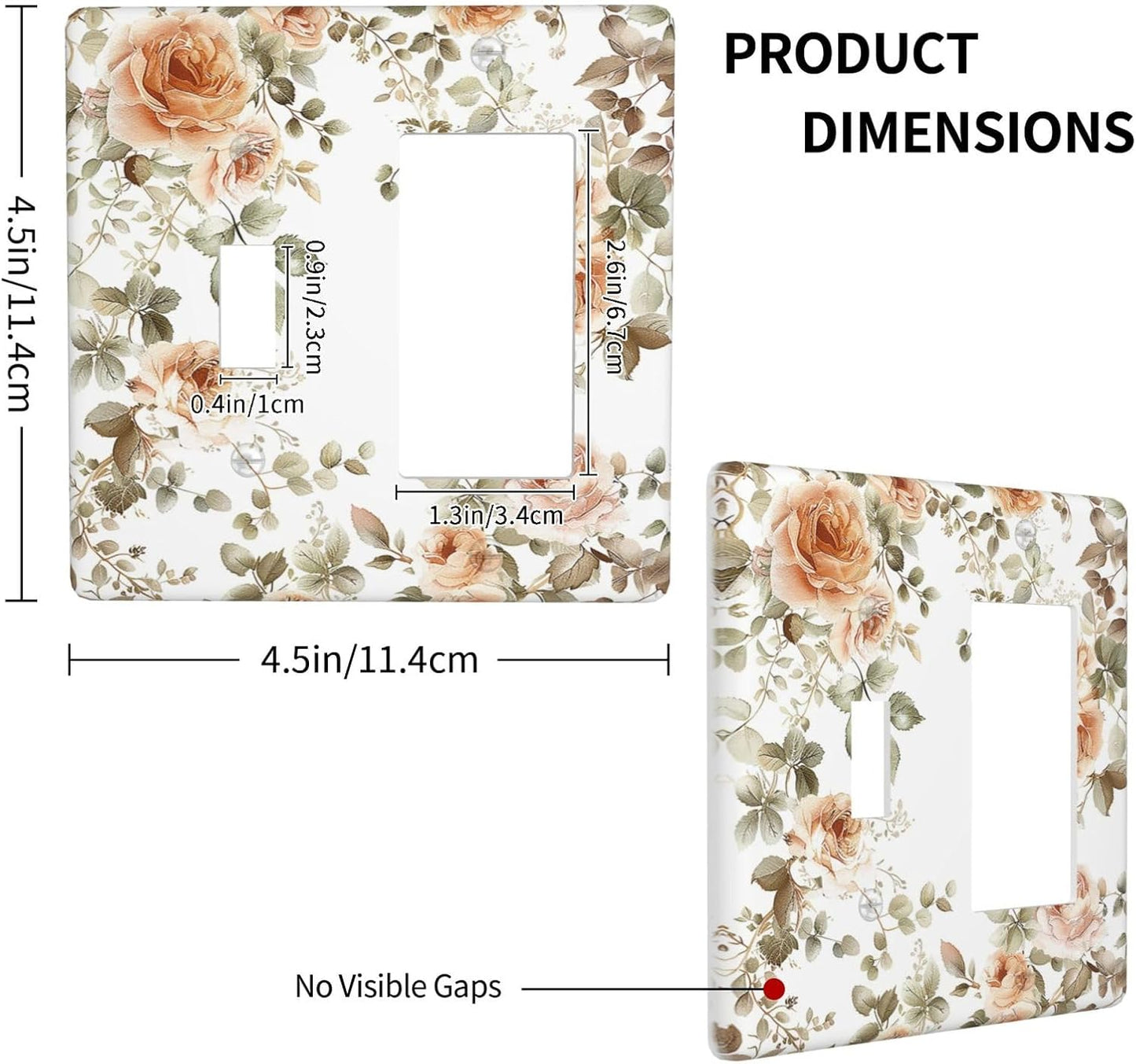 Outlet Covers Vintage Warm Color Orange Flowers And Leaves 1 Toggle 1 Rocker Combination Decorative Wall Plate Electrical Switch Plates Light Switch Cover Plate for Bedroom living Room