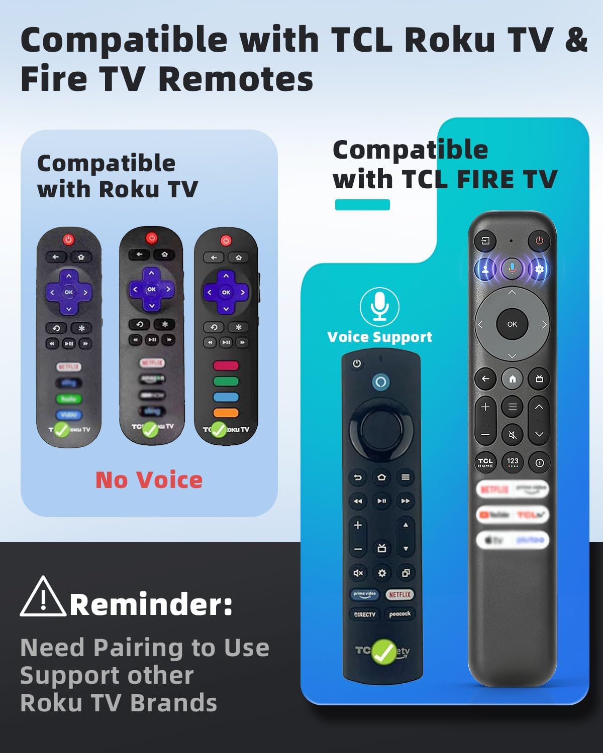 Voice Remote Replacement Compatible with TCL Google TV Remote, for QM8 QM7 Q7 Q6 Q5 S5 S4 S3 Series 4K UHD HDR LED QLED QD-Mini LED Full-HD Smart TVs (Not Applicable to Roku TVs)