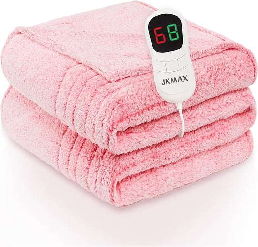 Heated Electric Blanket King Size - 100"x90" Flannel Heating Blanket with 10 Heating Levels & 5 Time Settings Over-Heat Protection, Winter Warmer for Adults with ETL Certification（Pink）