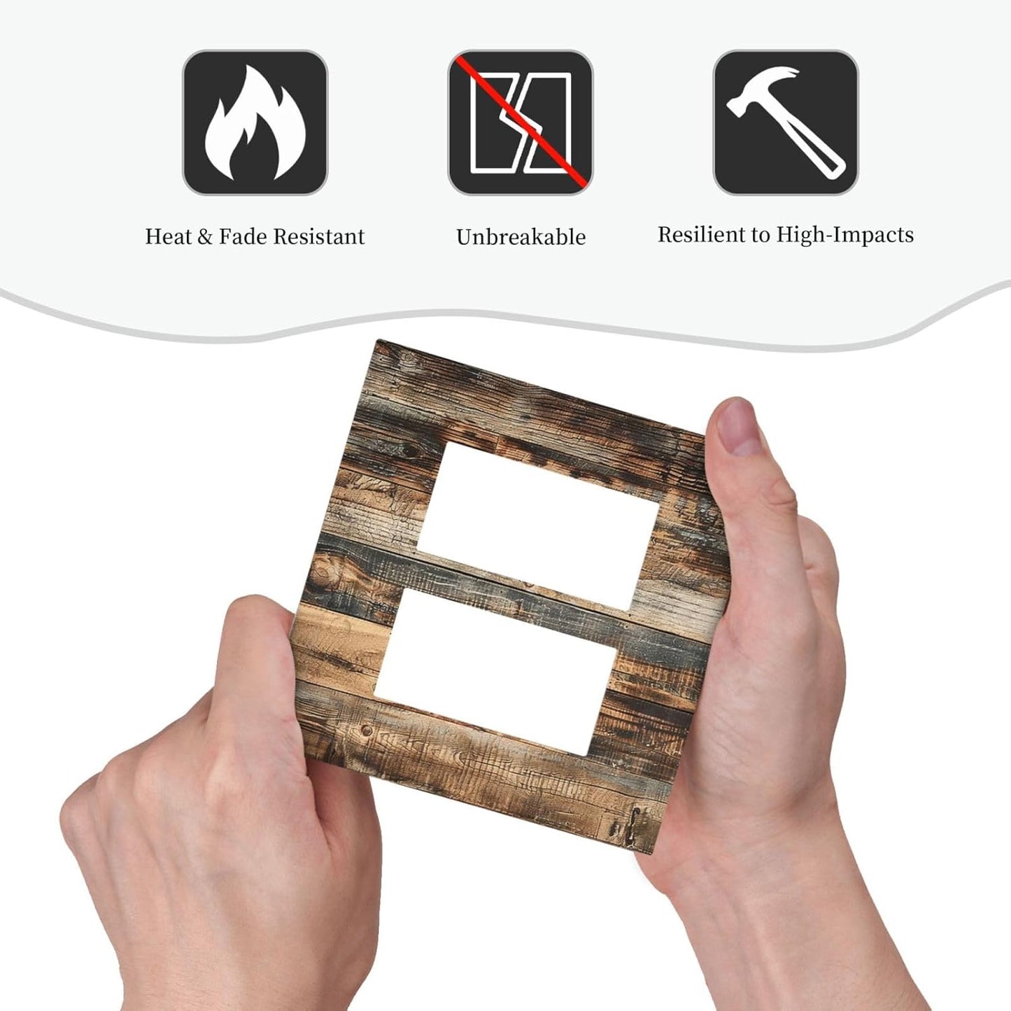 Decorative Outlet Covers Rustic Brown Wood Pattern Splice Plank 2 Gang Double Gfci Rocker Electrical Wall Panels Light Switch Cover Plate For Farmhouse Cabin Decor