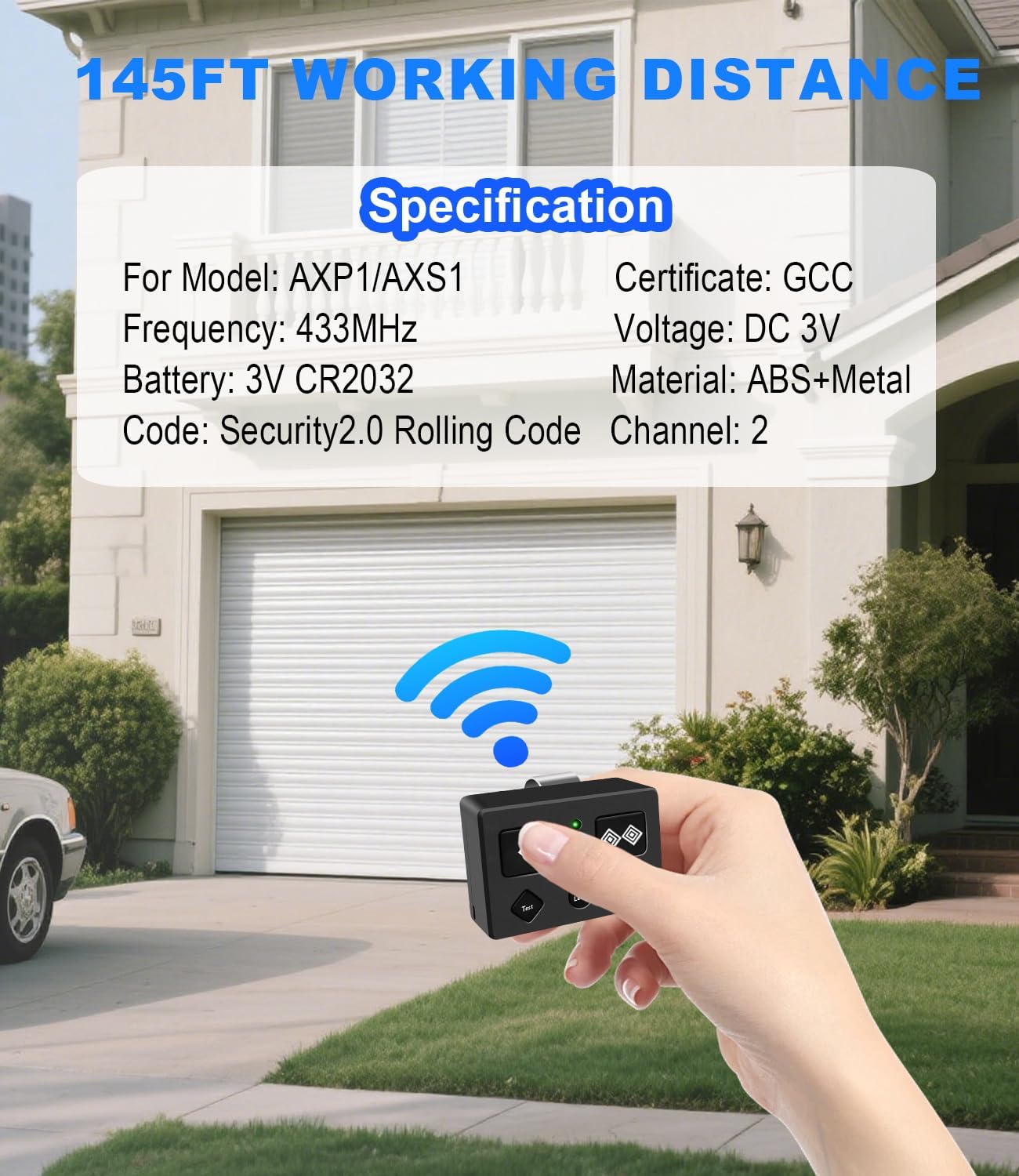 for Ghost Controls AXS1 AXP1 Remote Transmitter,5-Button Remote Transmitter for Automatic Gate Openers, Partymode, Compatible with Ghost Controls Single/Dual Control Opener Systems (AXS1 2Pack Black)