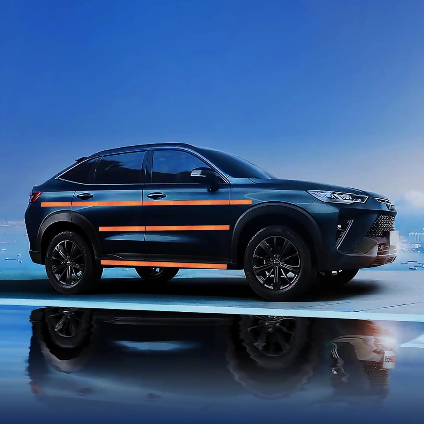 Non Fading Orange Reflective Stickers 1 inch X 6 inch, Outdoor Waterproof High Visibility Warning Safety Adhesive Reflector Tape (20 Pcs)