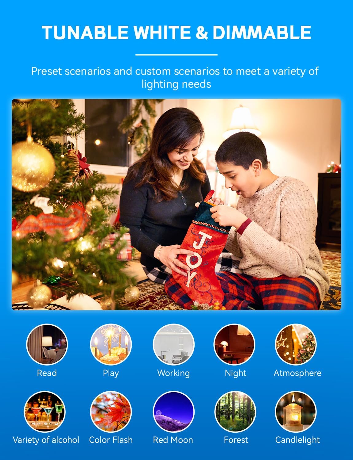 Smart Light Bulbs 4Pack with Remote, A19 E26 800LM LED Color Changing Light Bulb, WiFi & Bluetooth 5.0, Warm to Cool White, Dimmable, RGB Smart Home Lighting Work with Alexa Google Assistant