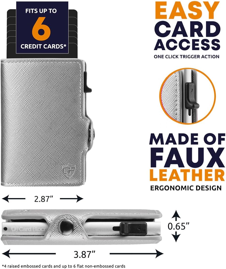 Conceal Plus Small RFID Wallet for Women, Slim Compact RFID Blocking Credit Card Holder Womens Wallet, Smart Pop Up Minimalist Card Case, Holds 4-6 Standard Cards Plus Cash & ID, Compact Travel Wallet