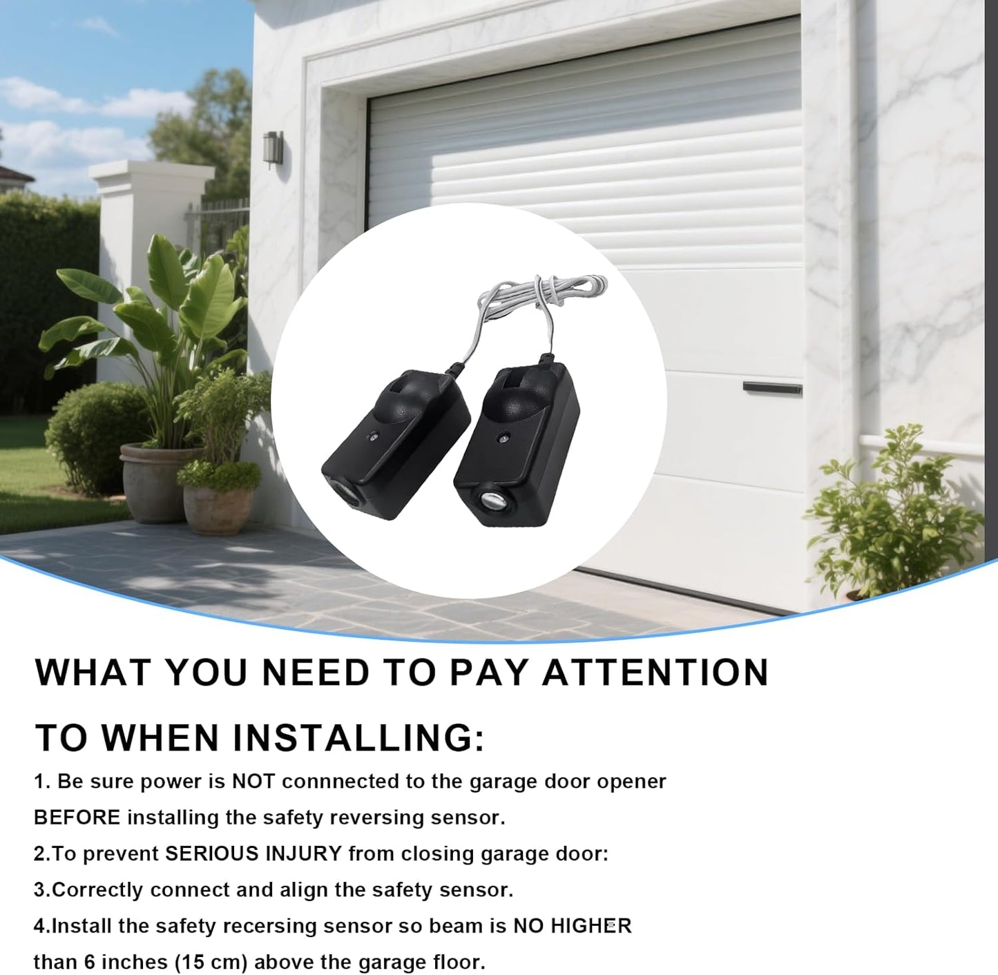 41A5034 Garage Safety Sensor Kit,Compatible with Liftmaster Chamberlain Craftsman Garage Door Sensor for 41A5034 G801CB-P, Garage Door Sensors Replacement (1997-current)