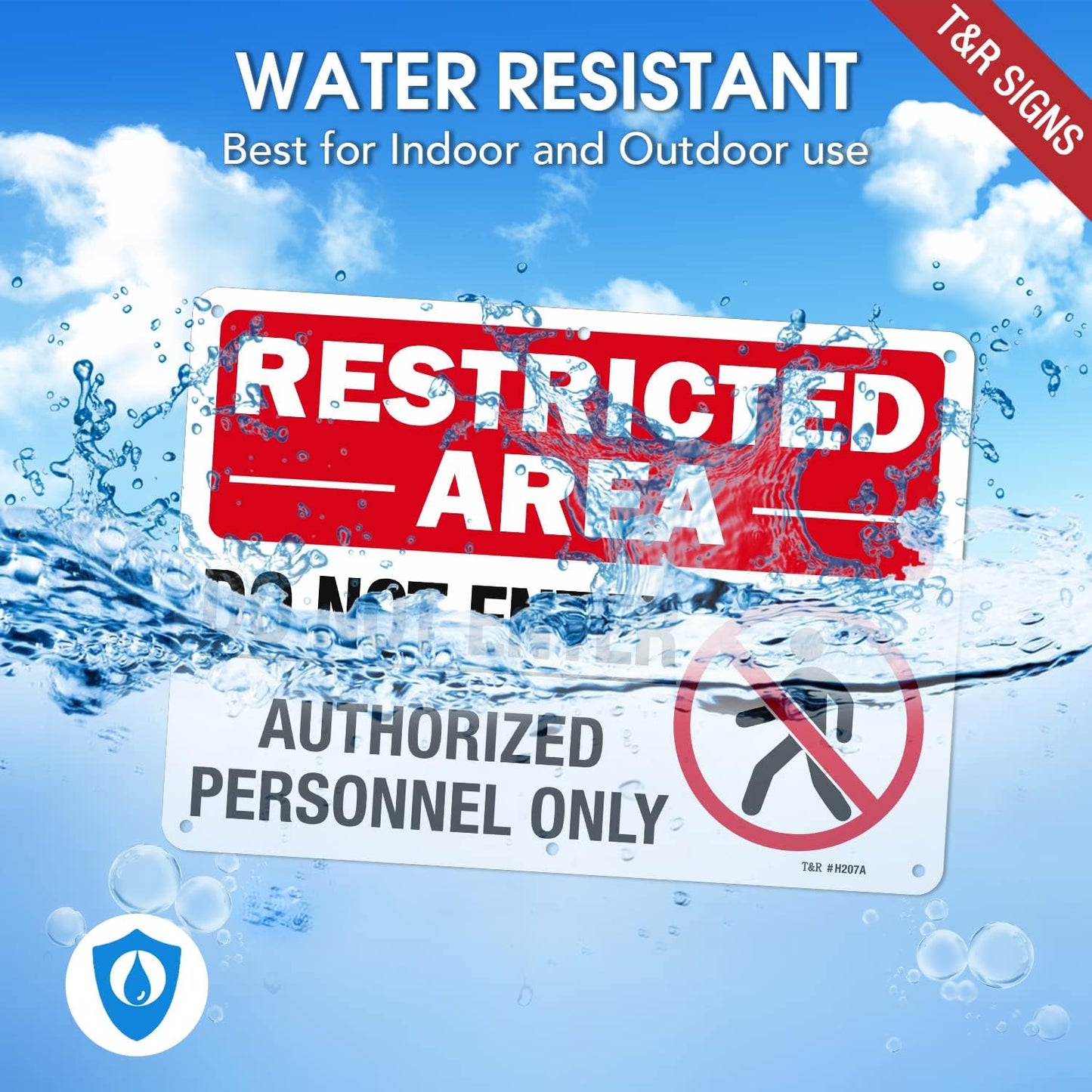 T&R Large Restricted Area Do Not Enter Authorized Personnel Only Sign,2 Pack,14x10 Inches Rust Free .040 Aluminum,UV Protected, Waterproof, Weatherproof and Fade Resistant,6 Pre-drilled Holes