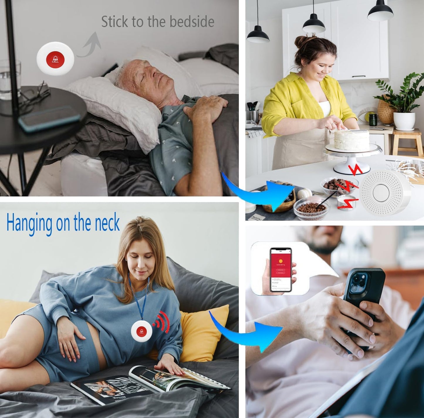 WiFi Caregiver Pager Call Button Wireless Nurse Alert Call Bell Emergency Alert Pager at Home for Elderly Patients