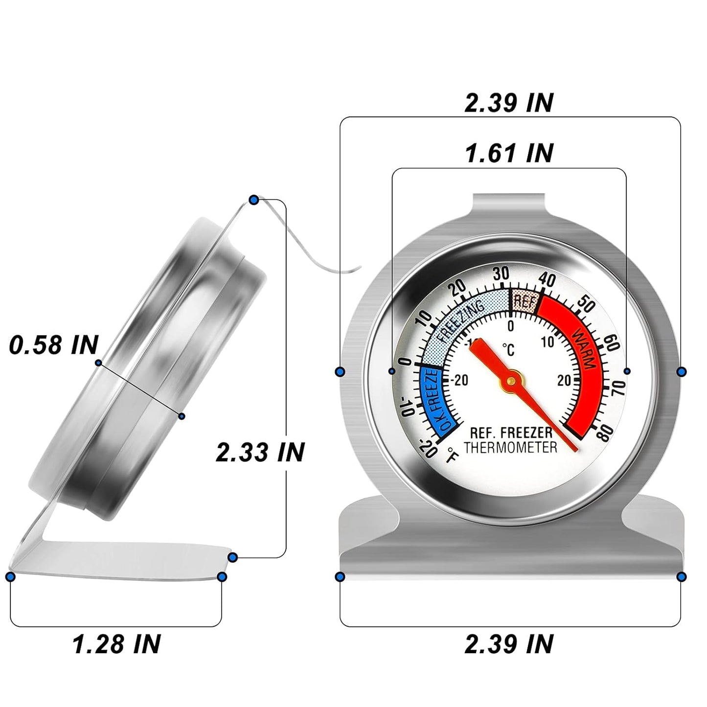 MEANLIN MEASURE 14Pcs Refrigerator Thermometer,2" Large Dial with -20~80°F/-30~30°C Red Indicator Thermometer for Refrigerator and Cooler