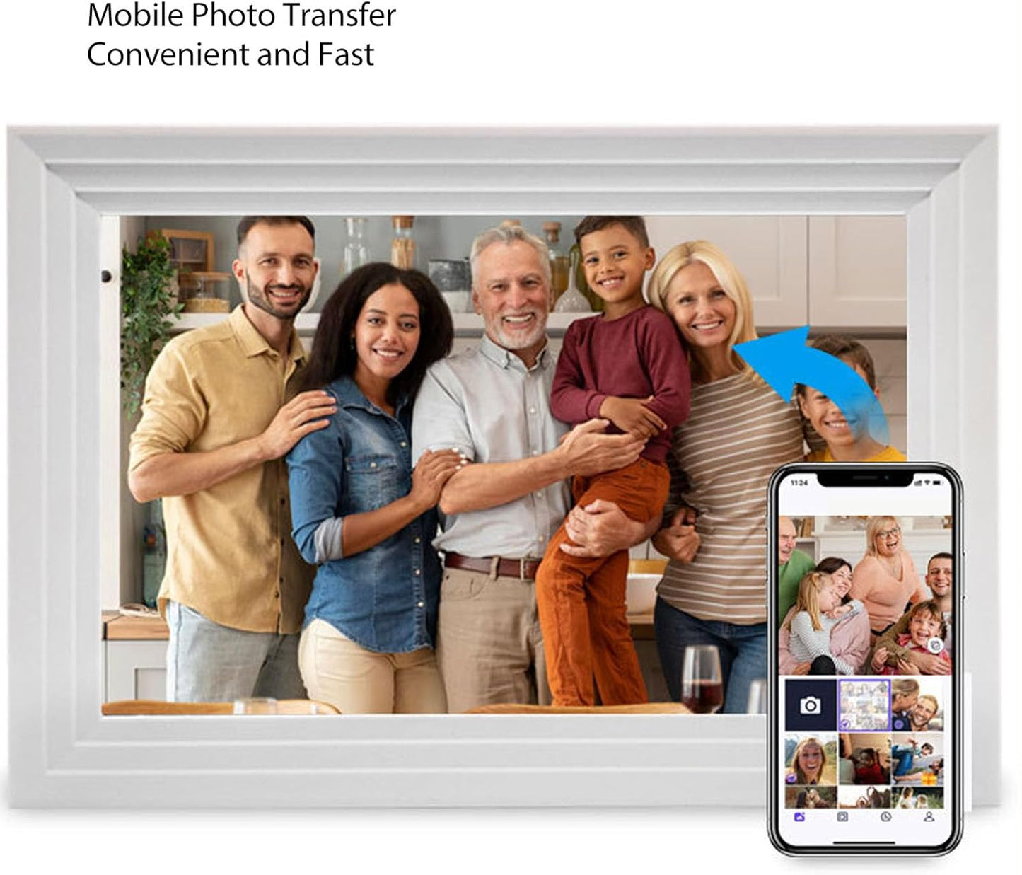 Sorandy 10.1 Inch Digital Picture Frame, WiFi Smart Photo Frame with 1280x800 IPS HD Auto Rotate 32GB, Share Photos Remotely via App for Home Office Gift