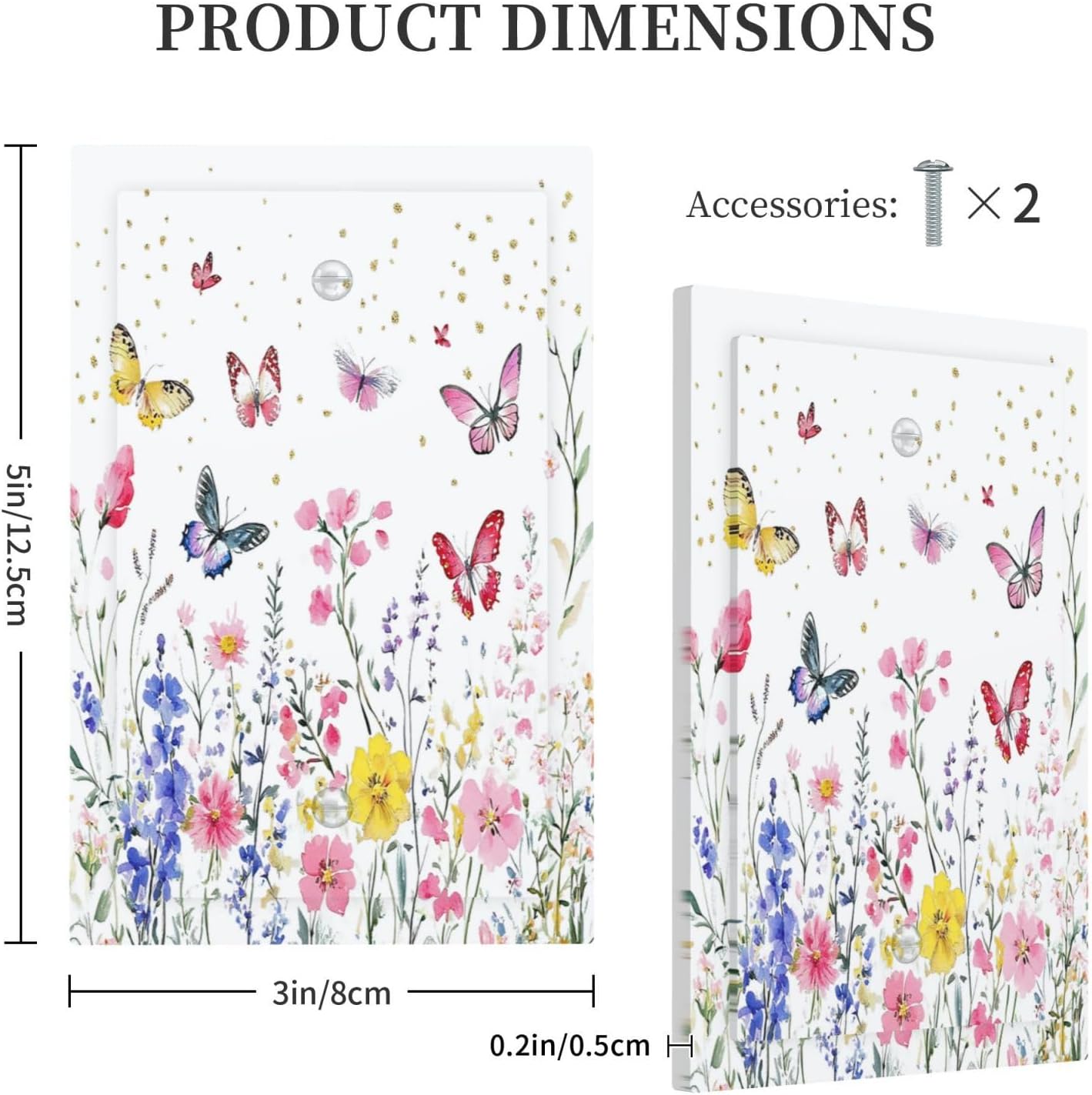 Light Switch Cover Plate Watercolor Floral Butterfly Colorful Wildflower 1 Gang No Device Blank Electrical Wall Plates Faceplate Decorative Switch Plate For Bed Room Living Room Decor