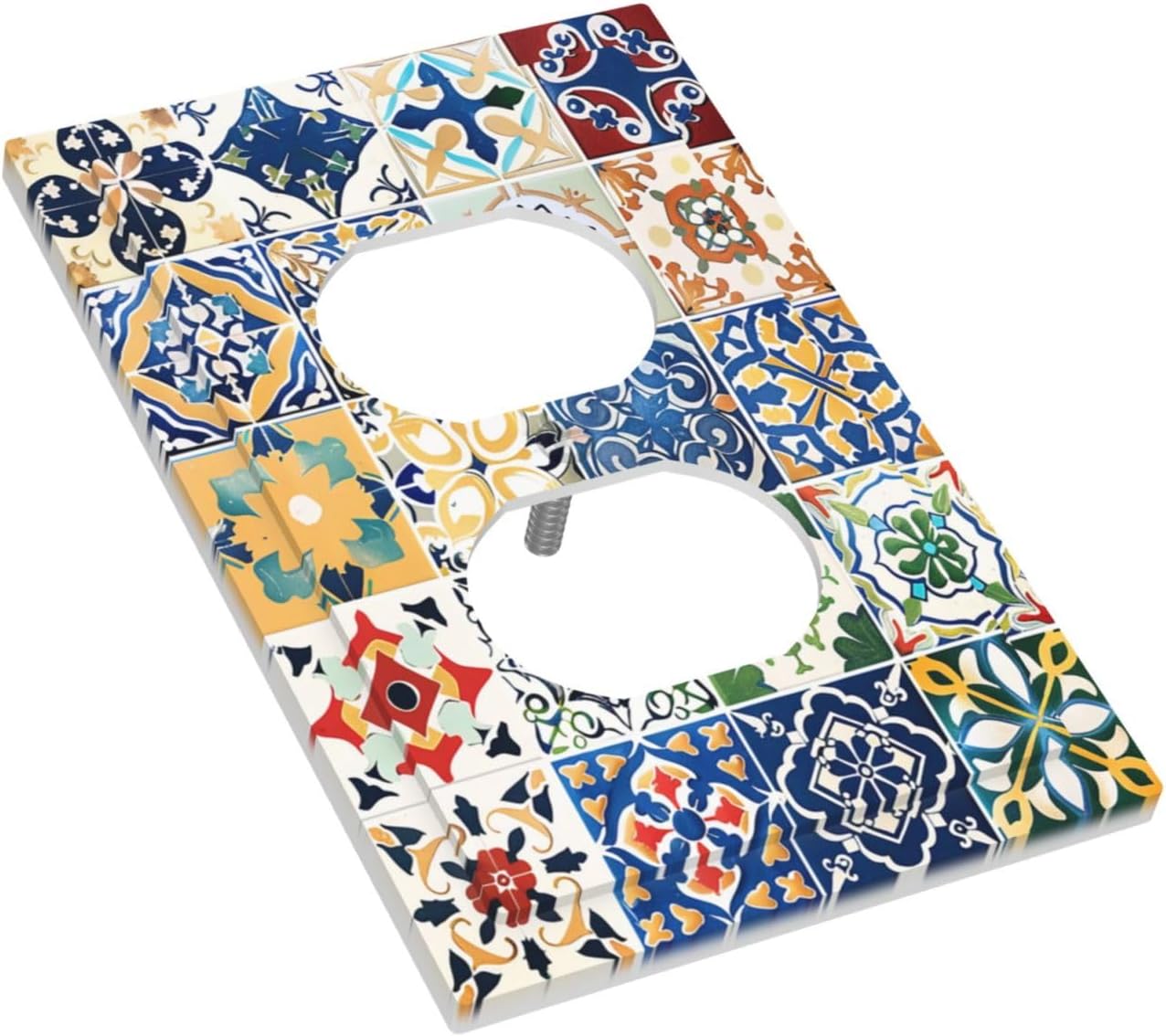 Outlet Covers Moroccan Traditional Mexican Talavera Til 1 Gang Duplex Light Switch Cover Decorative Switch Plates Electrical Receptacle Faceplate Wall Plate for Kitchen Home Decor