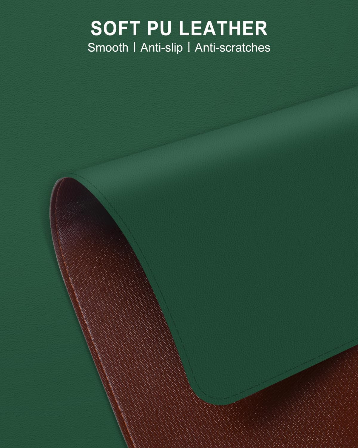 Heated Desk Pad, 23.6" x 14.2" Leather Non-Slip Warm Desk Pad, Large Mouse Mat with 3 Levels Heating & 3 Hours Auto Shut-Off, Hand and Foot Warmer for Office, Home, Green