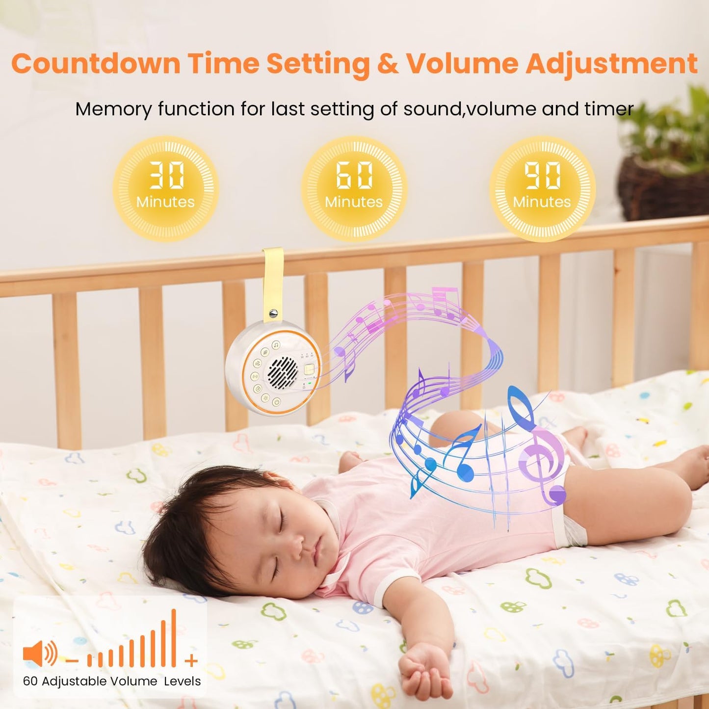 White Noise Machine Portable Sound Machine with 22 Soothing Sounds for Kids Adults, 4 Modes Night Light,3 Sleep Timer,Sound Therapy for Home Office Travel
