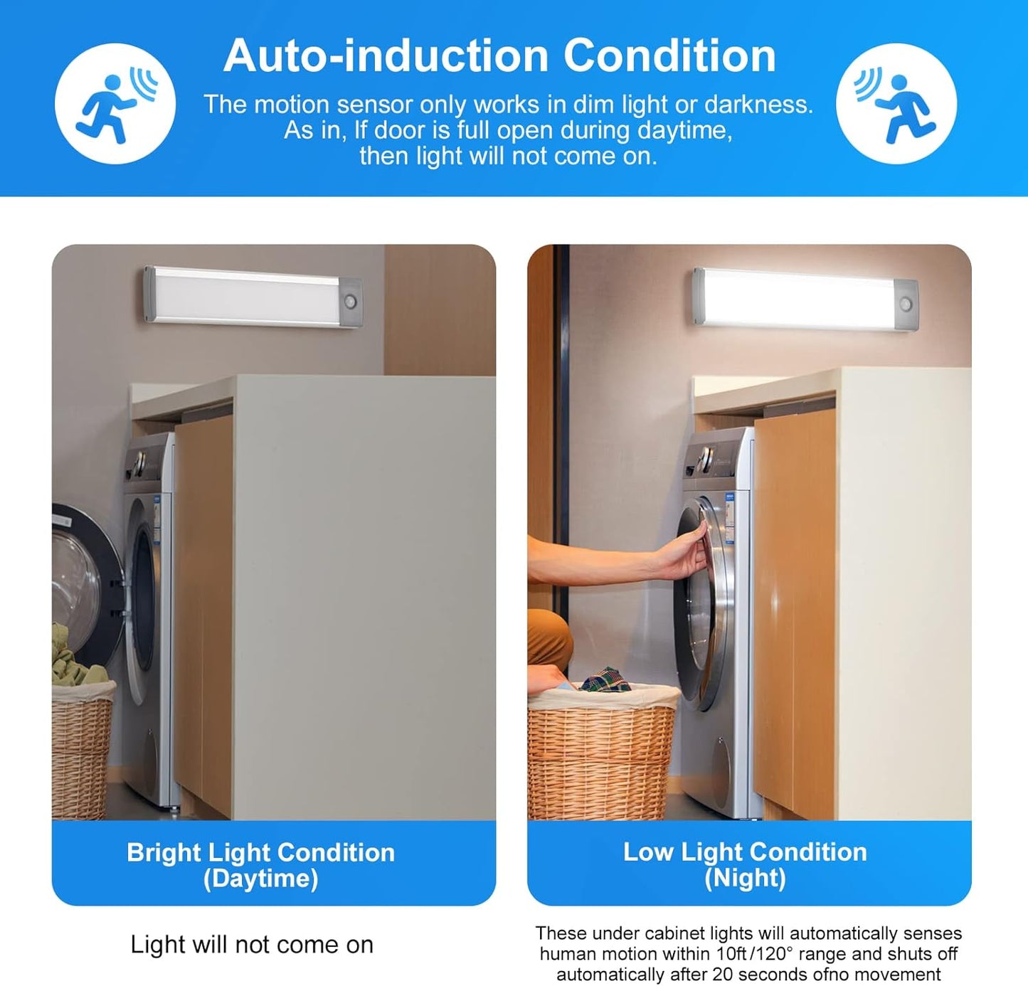 30-LED Under Cabinet Lights,USB Rechargeable Kitchen Cupboard Night Light,Battery Operated Under Counter Closet Lighting,Motion Detector Night Light,Wireless Magnetic Motion Activated Light-2Pack