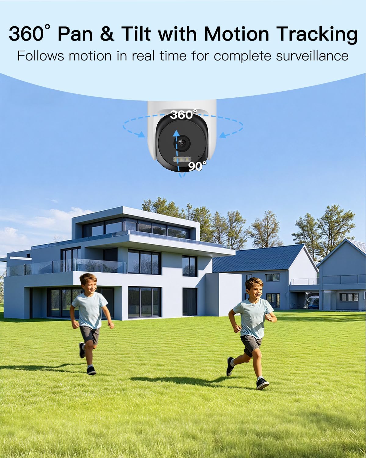 VIMTAG Cameras for Home Security, 2.5K Outdoor/Indoor Camera, 360° Pan/Tilt Outside House Surveillance for Pet/Dog/Nanny/Baby, Motion Tracking, Color Night Vision, 2-Way Audio, Cloud/SD Card Storage