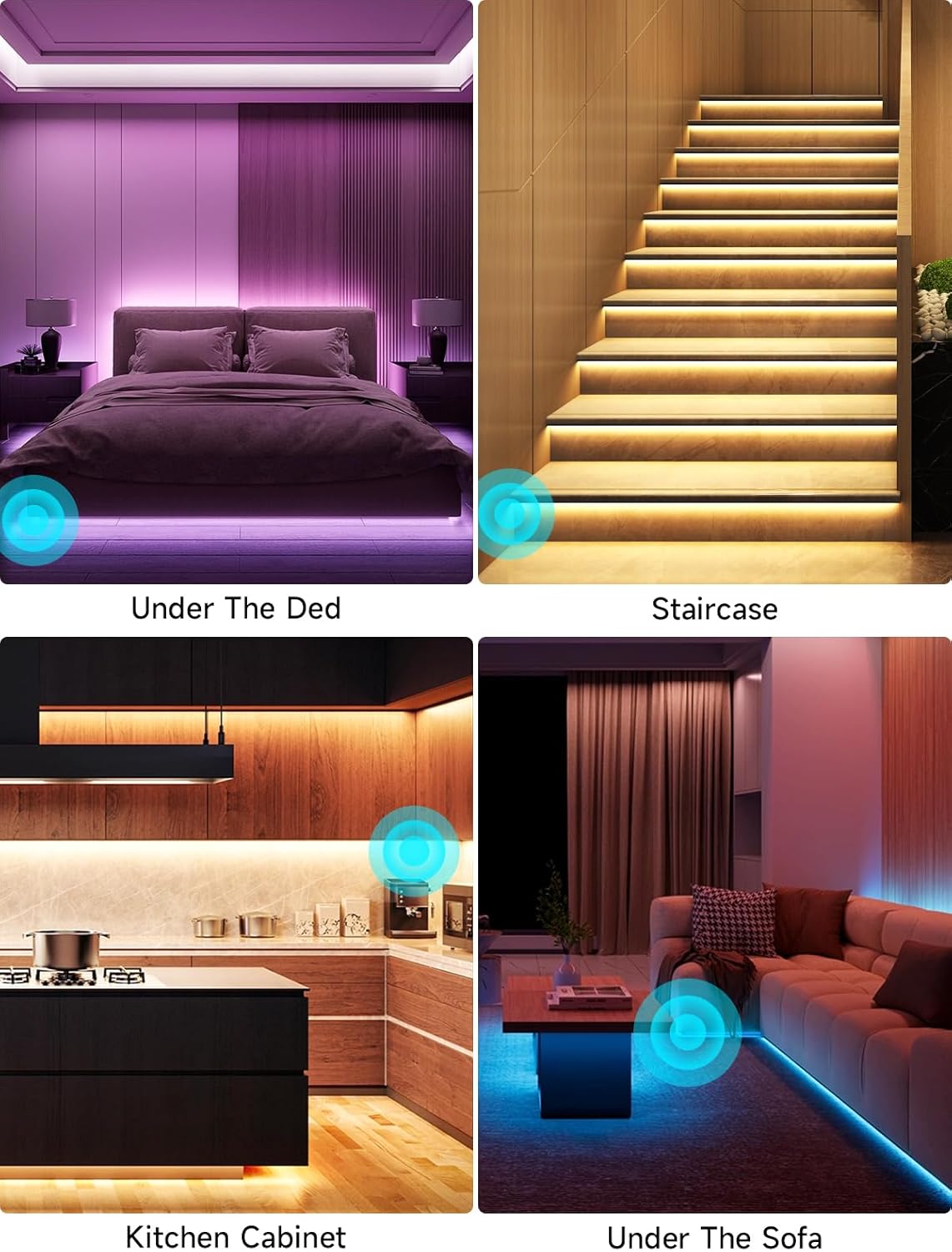 Motion Activated LED Light Strip, 16.4FT Motion Sensor LED Light Indoor with APP Control, Under Bed Lights Motion Sensor with 5V USB Powered, Suitable for Bed Cabinet Staircase Bedroom