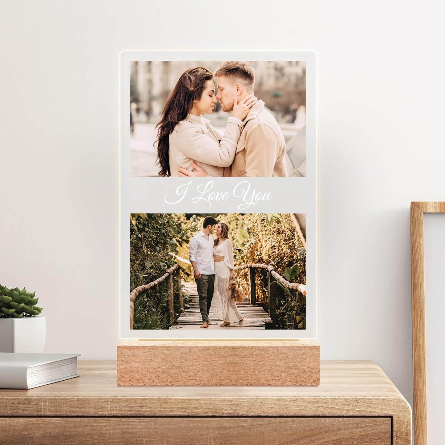 Custom Picture Frame with Photo, Customized Picture Frames with Night Light, Custom Photo Frame, Personalized Valentines Day Gifts for Her Him Women Men