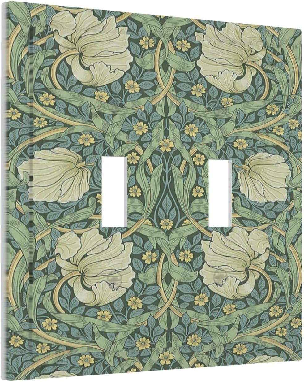 Decorative Switch Plates Vintage Floral Plant Sage Green William Morris 2 Gang Double Toggle Wall Plate Outlet Light Switch Cover Electrical Faceplate for Bedroom Home Decor