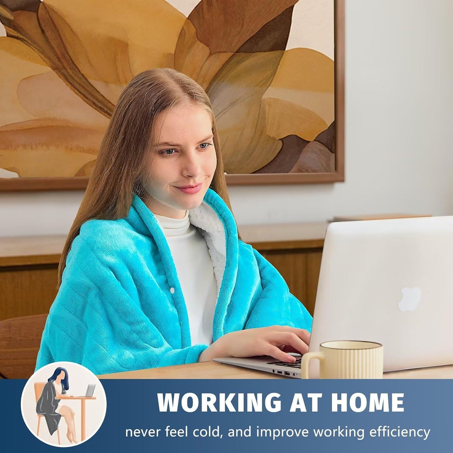 BOMOVA Heated Electric Blanket Twin - 62" x 84" Heating Blanket with 10 Heating Levels & 8 Hours Auto Off, Warm Flannel Blanket, Christmas Birthday Gifts for Women