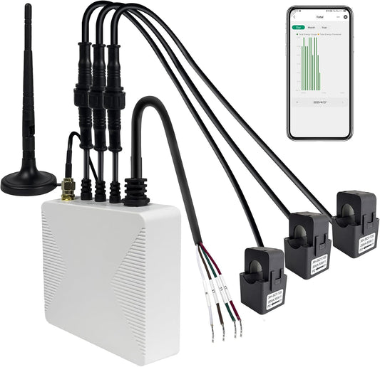 Smart Home Energy Monitor with 3 200A Clamps EdgeAnt, Real-Time Accurate Energy Consumption Tracking and Save Money, Home Energy Automation and Control, Solar Net Metering 2.4 GHz WiFi