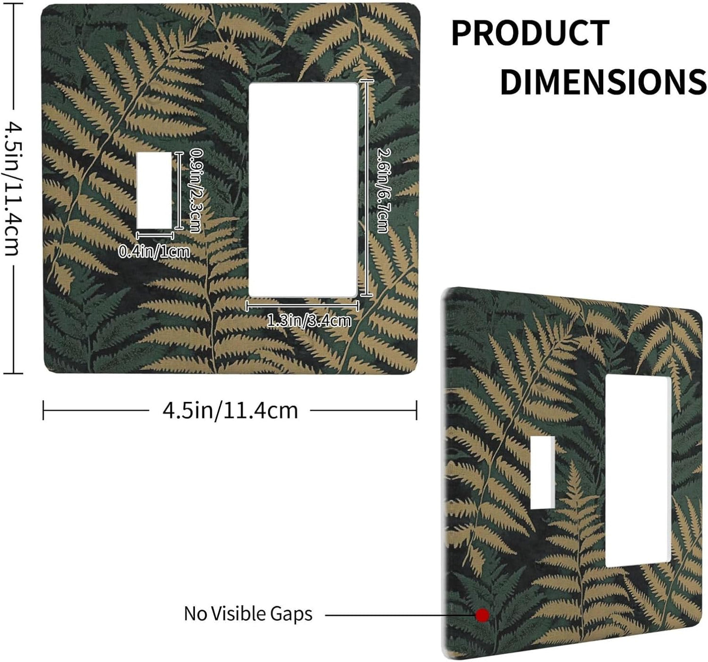 Outlet Covers Botanical Fern Green Leaf Forest 1 Toggle 1 Rocker Combination Decorative Wall Plate Electrical Switch Plates Light Switch Cover Plate For Bed Room Home Decor