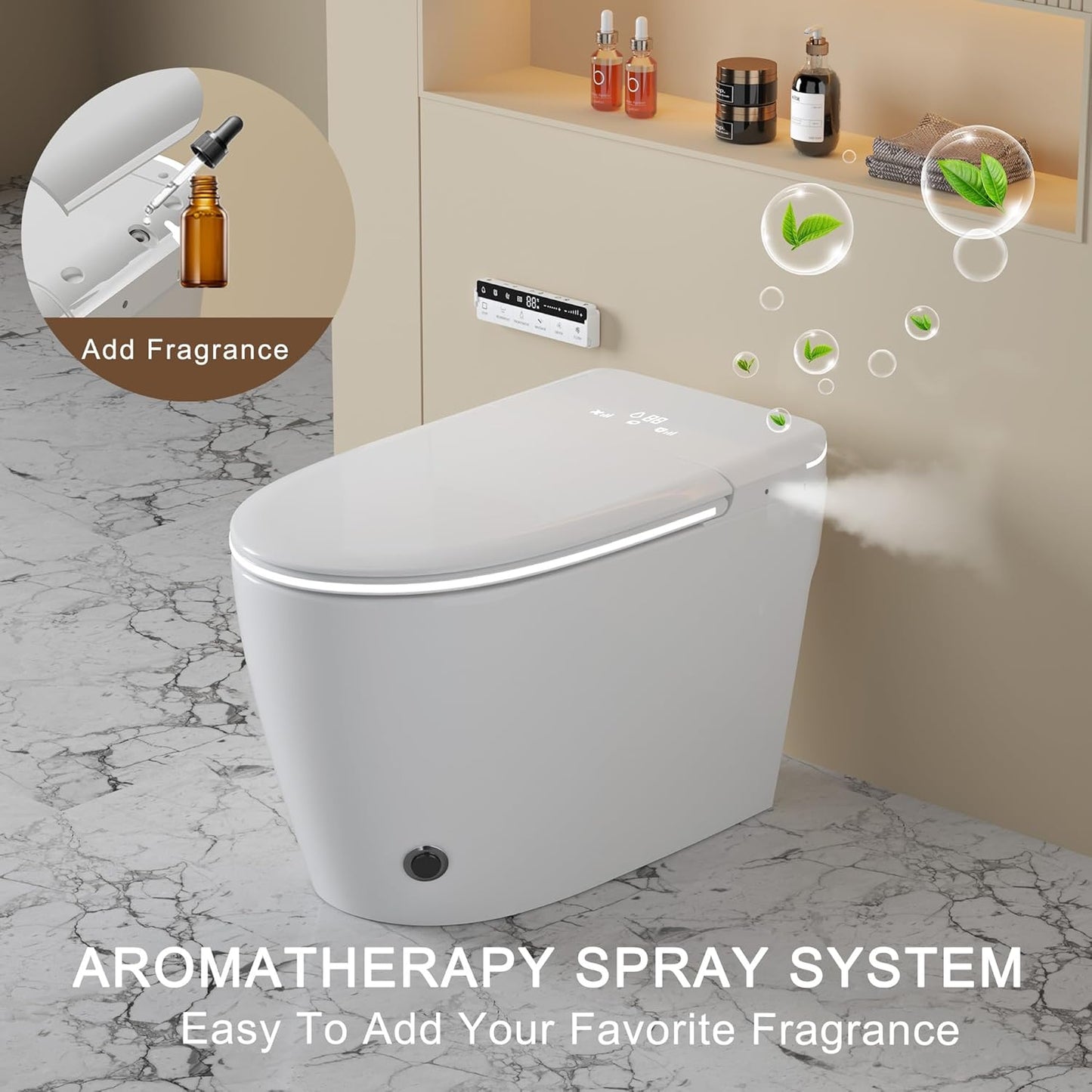 TDH Smart Toilet with Foam Shield, Upgraded New Heated Toilet Seat with Instant Warm Water Sprayer and Dryer, One Piece Toilet with Auto Soft Close,ADA Comfort Height
