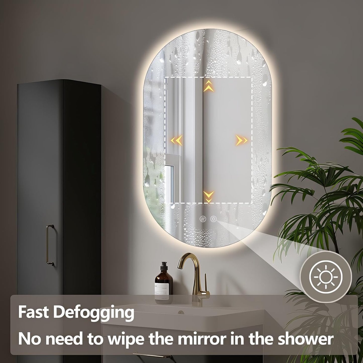 36" x 24" Oval LED Mirror for Bathroom, Backlit Vanity Mirror with Lights, Frameless Smart Wall Mirror, 3 Colors Stepless Dimmable, Anti-Fog, Shatterproof, Memory, CRI95+(Horizontal/Vertical)