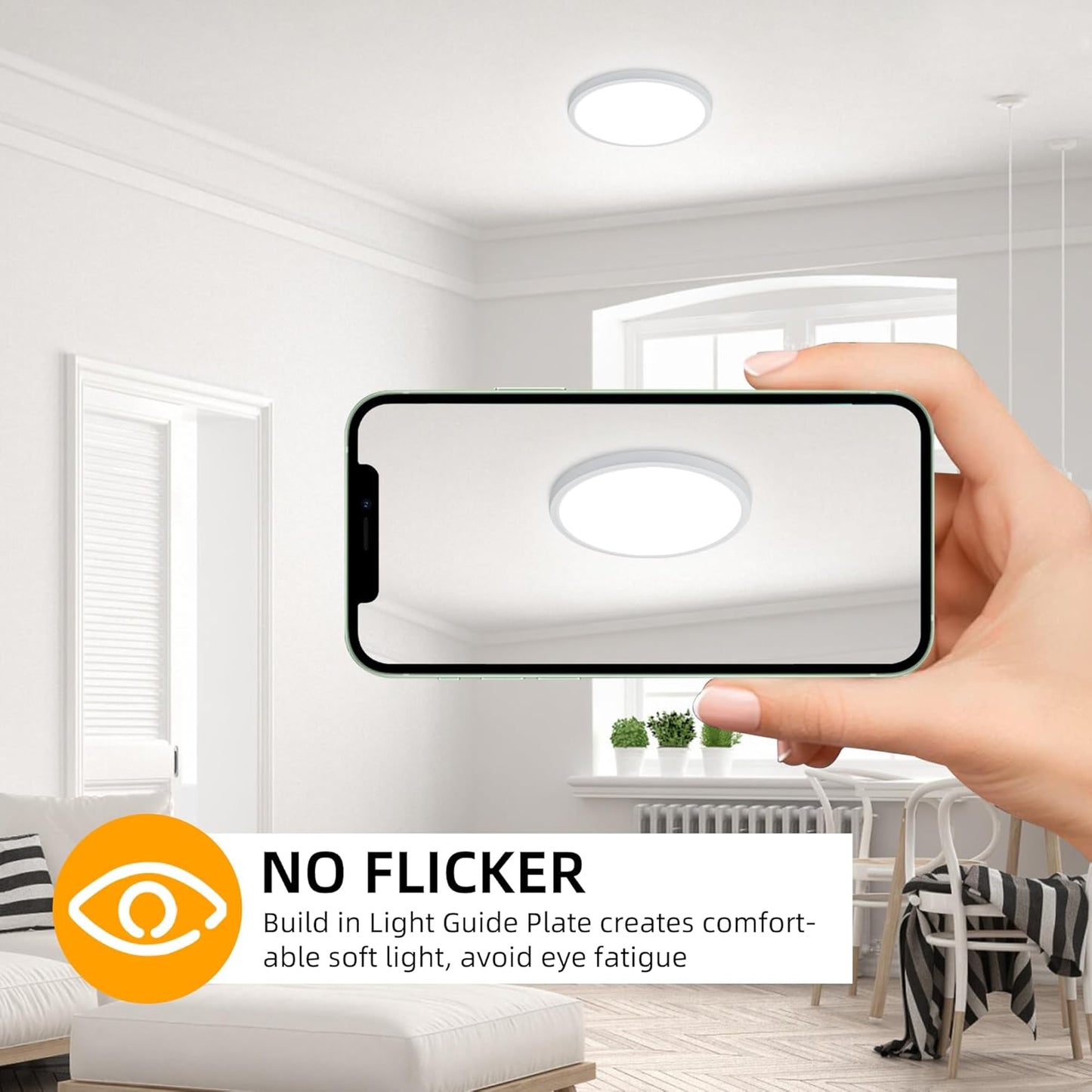 Hlite 4pack 9 Inch Flush Mount LED Ceiling Light Fixture,18W 1800LM Super Slim Light Fixtures Ceiling Mount 3000K/4000K/5000K 3CCT Selectable,Light Fixtures for Kitchen,Bedroom (White)