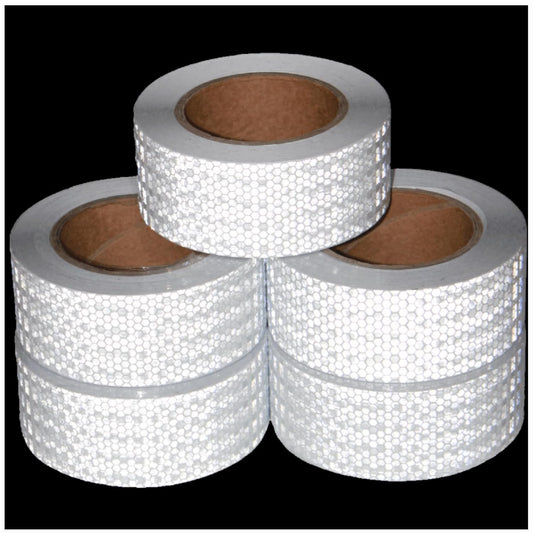 White Reflective Tape Outdoor Waterproof 2 inch Wide, High Visibility Warning Industrial Marking Tape,Safety Stickers (68 feet,5 Rolls)