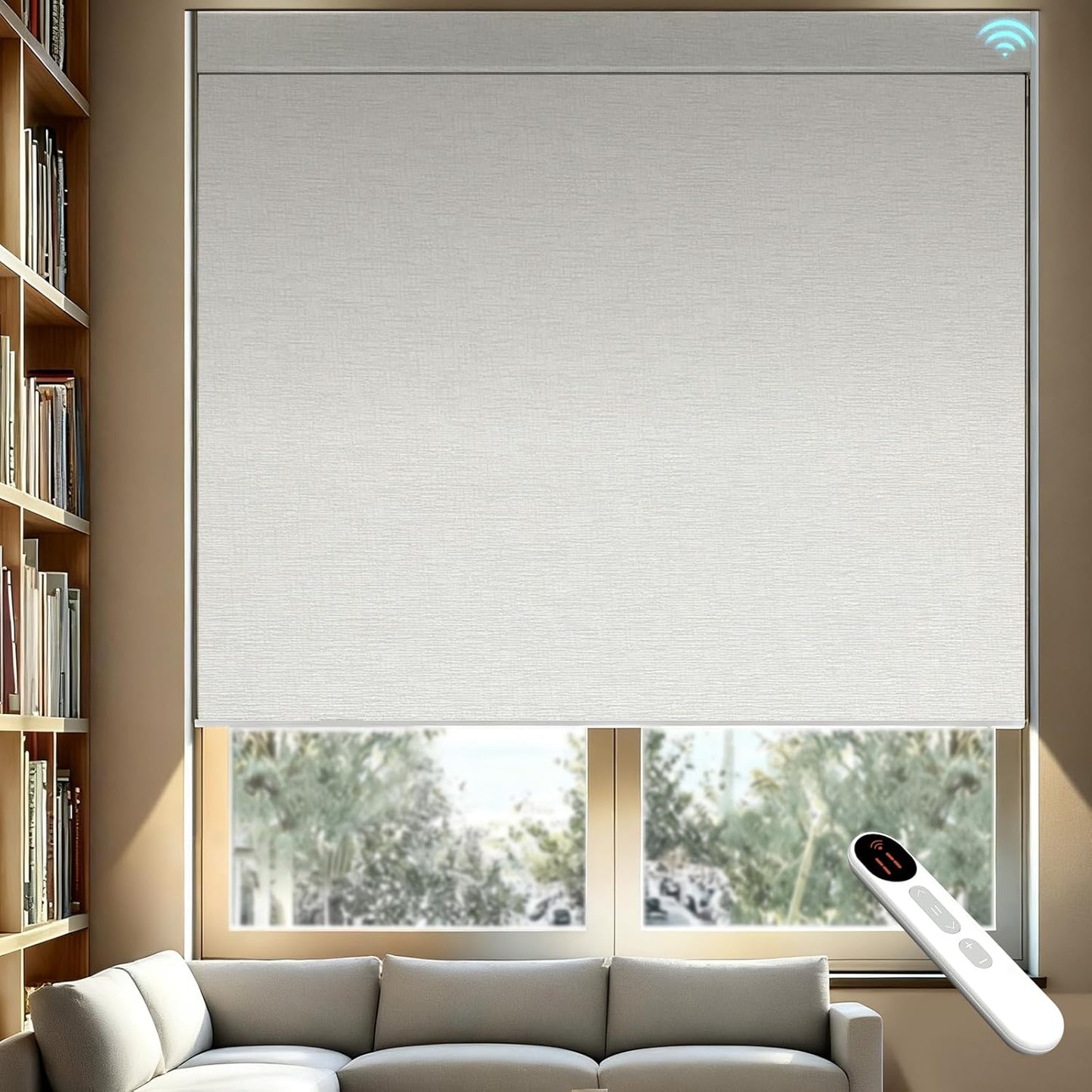 Smart Motorized Blinds – 100% Blackout Roller Shades with Remote, Alexa/Google Home/Siri Control, Matter Compatible, Wireless Rechargeable Battery, Custom Sizes for Windows & Sliding Doors