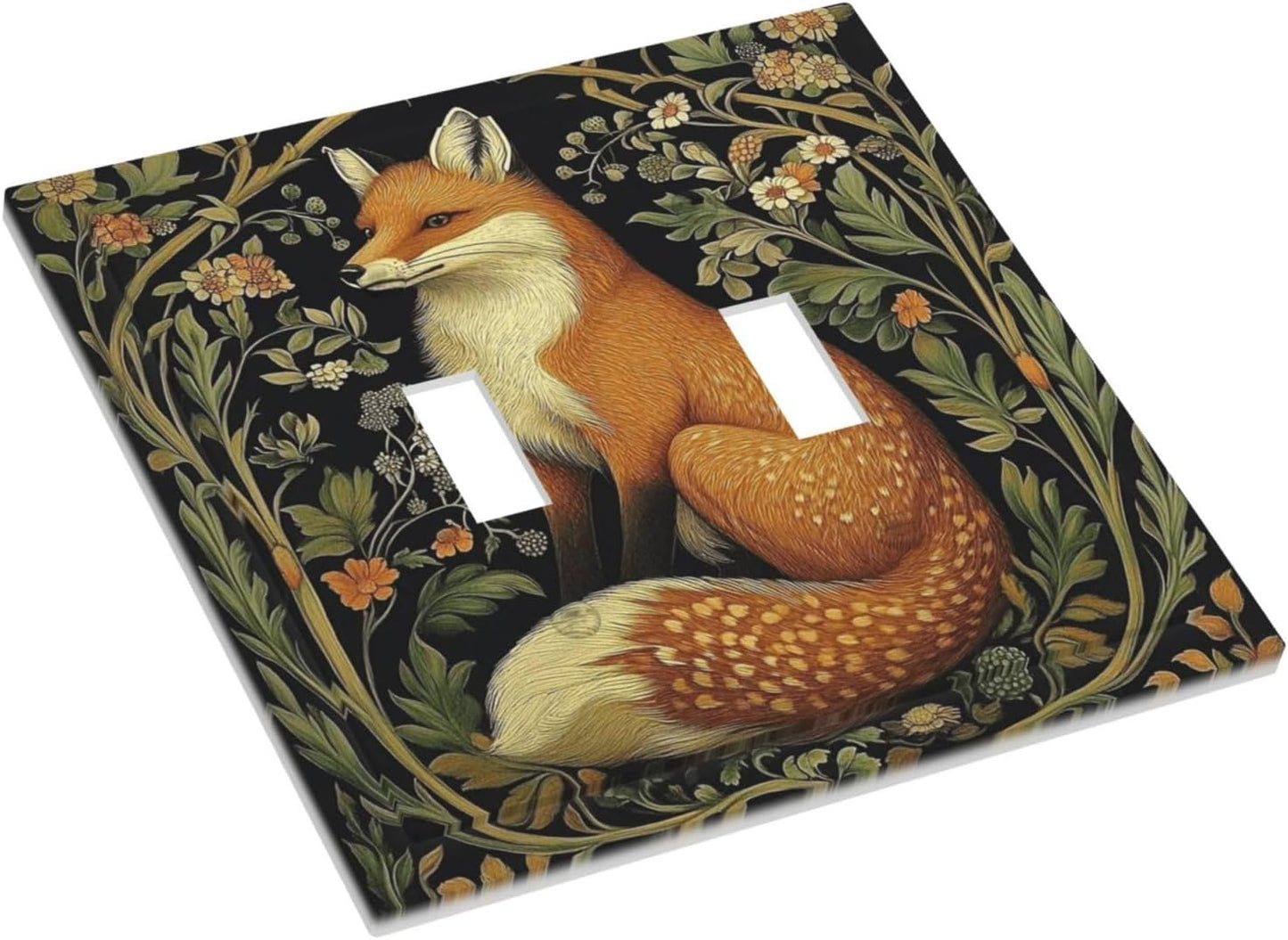 Fox Morris Plants Flowers Vine Colorful Floral Decorative Switch Plates 2 Gang Double Toggle Outlet Light Switch Cover Wall Plate Electrical Faceplate For Bed Room Living Room Decor