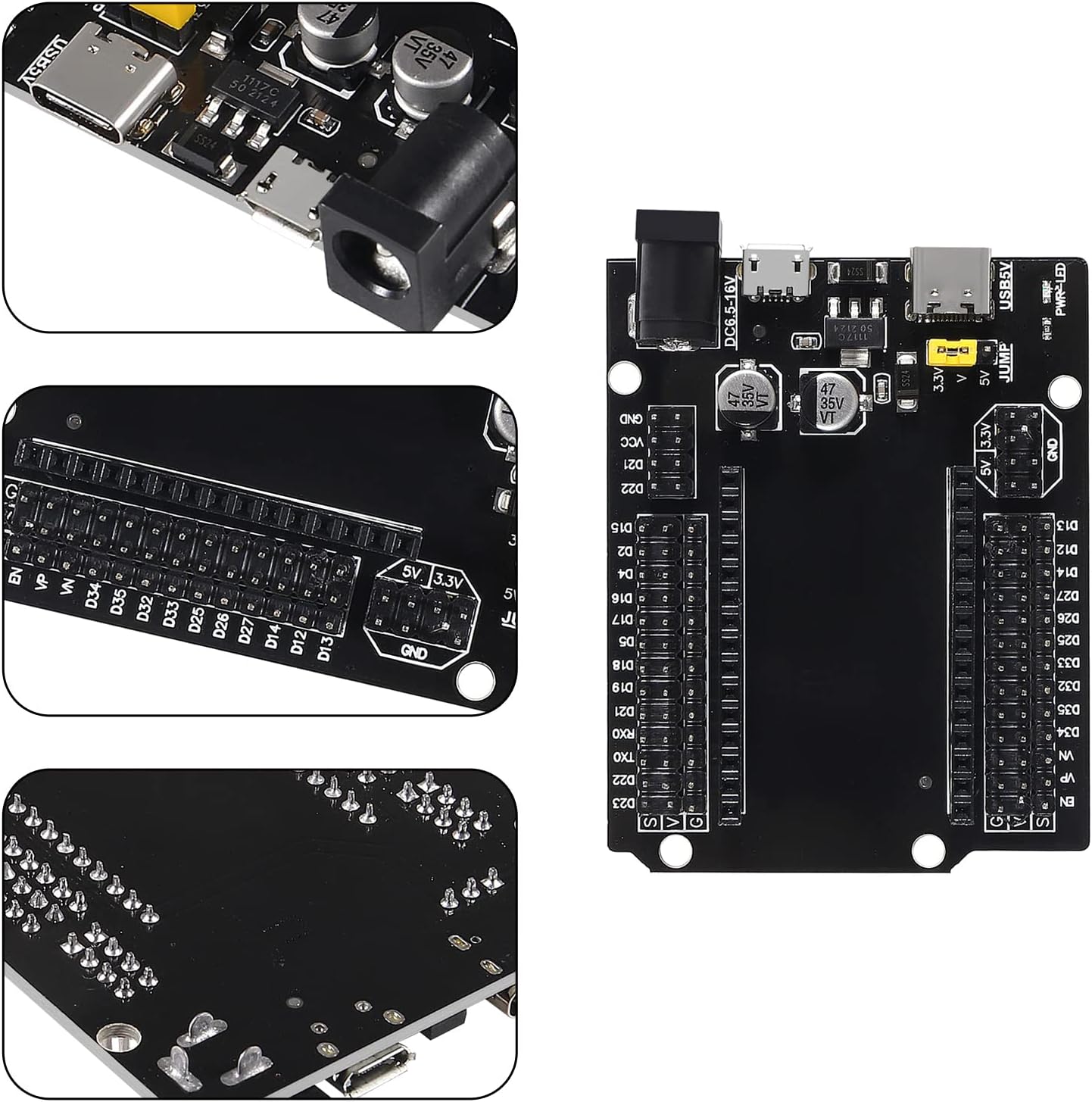 3Set ESP32 ESP-32S WiFi Development Board NodeMCU-32S Microcontroller Processor Integrated with ESP32 Development Board GPIO Breakout Board 30Pin Type-C Micro USB Dual Interface ESP32 Shield 30P