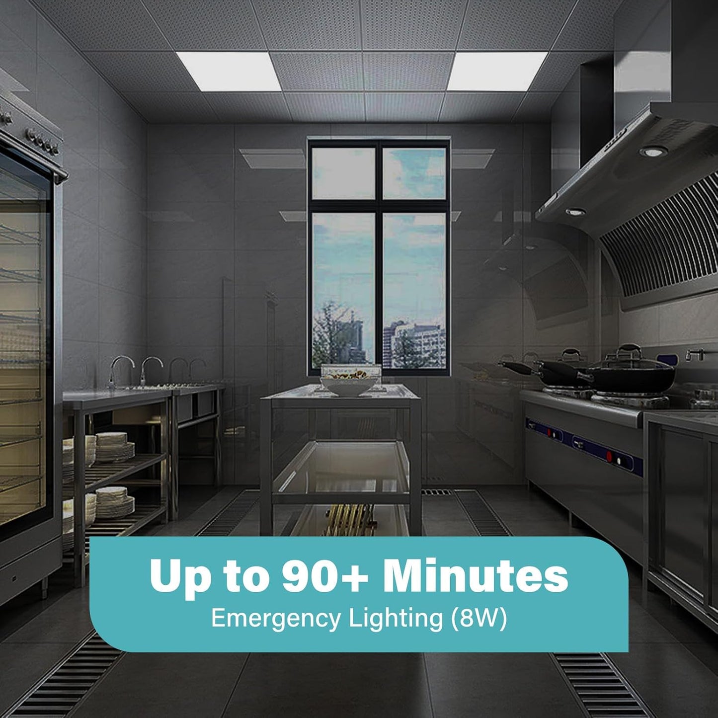 4 Pack 2x2 LED Flat Panel Light with Emergency Battery Backup, Up to 1.5H of Power Support at 8W Output, 0-10V Dimmable, 3000/4000/5000K, 20/30/40W Selectable, UL & ETL