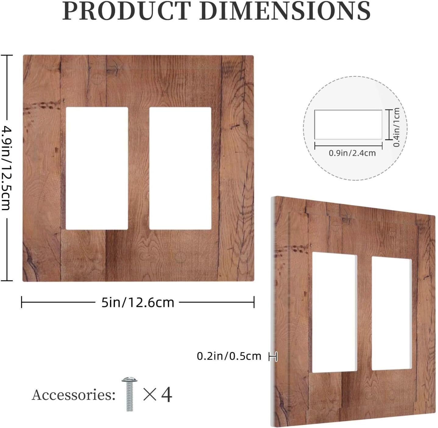 Rustic Brown Dark Wood Texture Printing Decorative Outlet Covers 2 Gang Double Gfci Rocker Electrical Wall Panels Light Switch Cover Plate For Farmhouse Cabin Decor