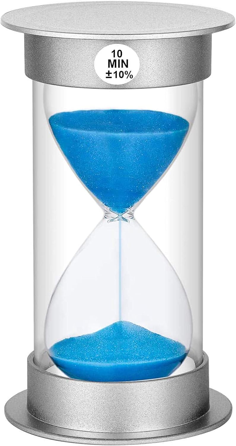 Sand Timer - 10 Minute Hourglass, Plastic Sand Clock, Large Sand Watch for Kids, Games, Classroom, Decoration, Toothbrush Timer (Blue Sand)