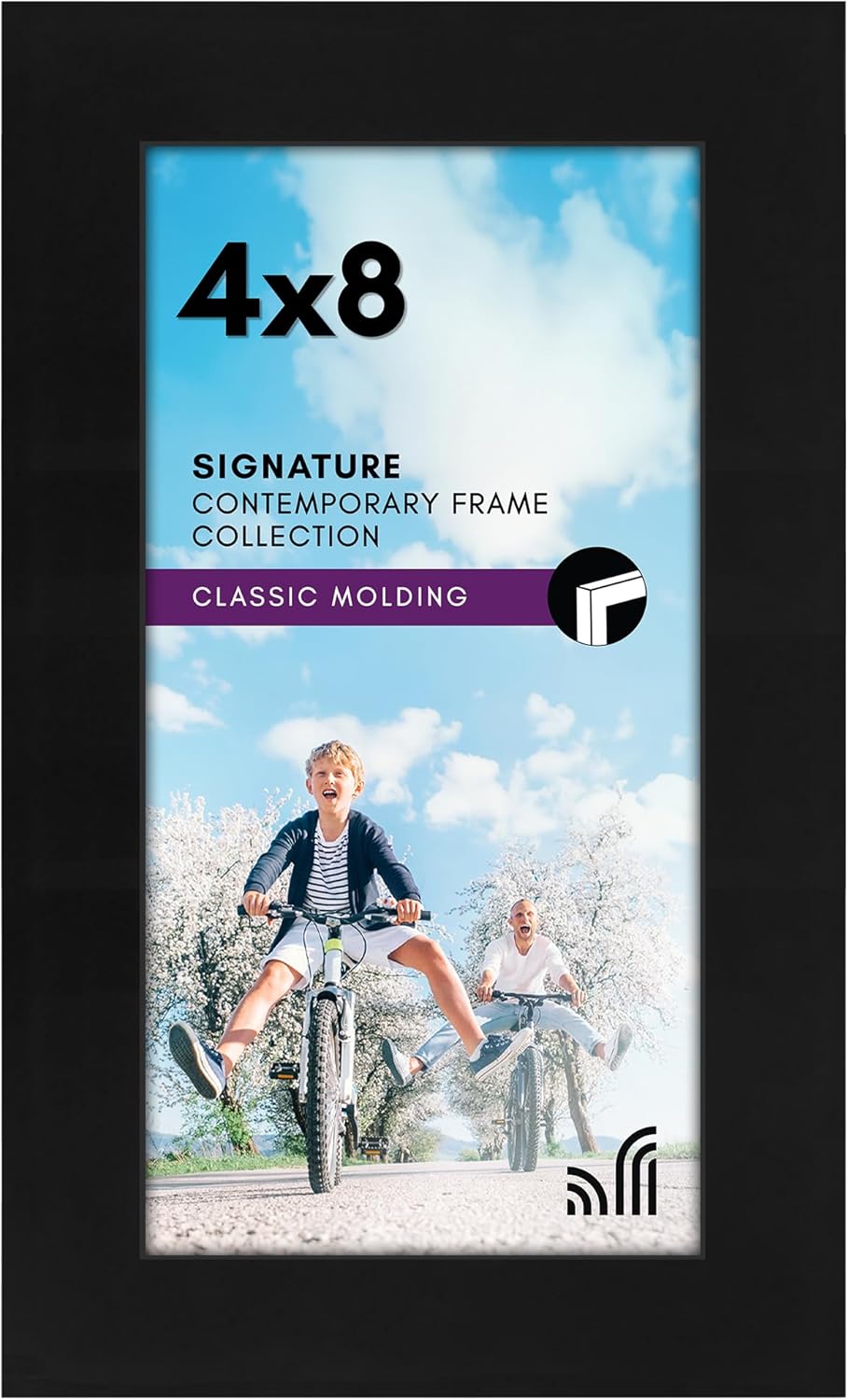 Americanflat 4x8 Picture Frame with Shatter-Resistant Glass - Signature Collection - Gallery-Style Frames Made of Engineered Wood - Photo Frame for Tabletop and Wall Display - Black