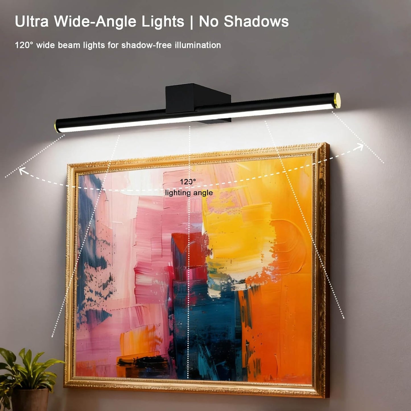 Picture Lights for Wall Battery Operated, Rechargeable Wireless Lights for Pictures on Wall with 3 Color Dimmable Remote for Painting Gallery Dartboard Poster Bedroom Frame Art Decor - Black 16 inch