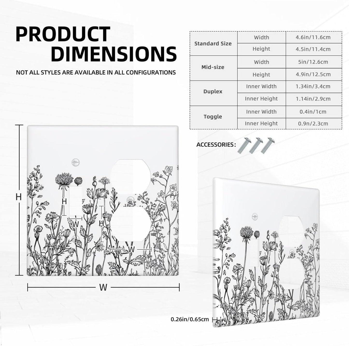 Wallplates Floral Wildflower Rustic Plant Leaves 1 Toggle 1 Duplex Switch Plate Electrical Gfci Faceplate Decorative Light Switch Covers For Farmhouse Cabin Decor
