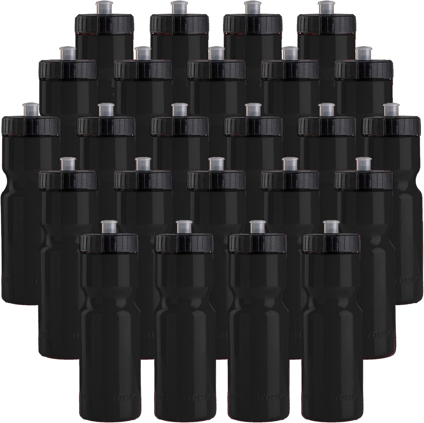 50 Strong Sports Water Bottles – Reusable 22 oz BPA-Free Plastic Bottles with Pull Top Cap – Made in USA – Top Rack Dishwasher Safe – Fits Most Bike Cages Brand