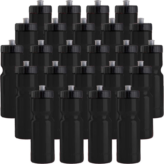 50 Strong Sports Water Bottles – Reusable 22 oz BPA-Free Plastic Bottles with Pull Top Cap – Made in USA – Top Rack Dishwasher Safe – Fits Most Bike Cages Brand
