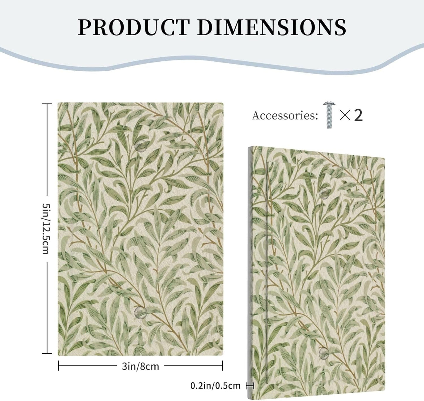 Decorative Light Switch Plate Covers Rustic Morris Willow Leaf Green Leaves 1 Gang No Device Single Blank Outlet Covers Wall Plate Light Switch Cover Plate Faceplate for Bedroom Home Decor