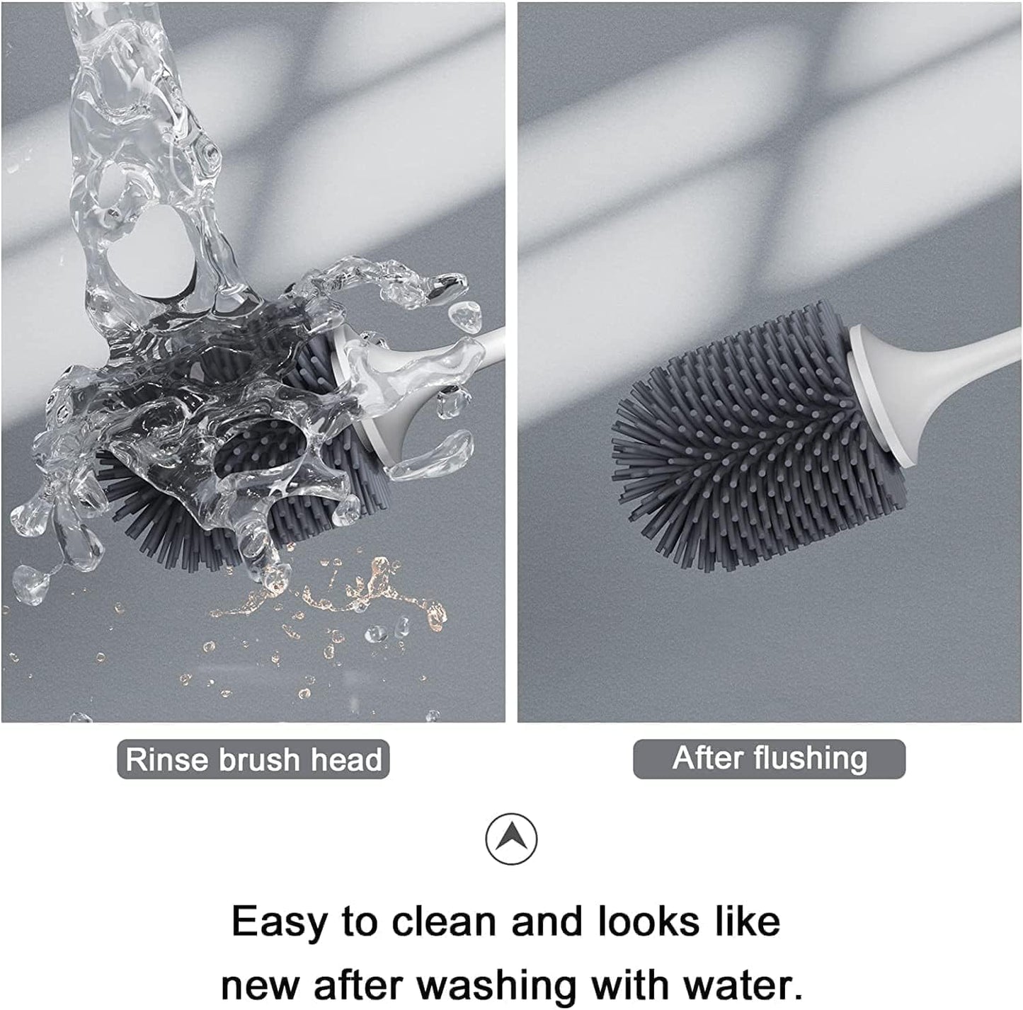 Lefree 2 Pack Silicone Toilet Brush Set with Ventilated Holder, Floor Standing & Wall Mounted Toilet Scrubber