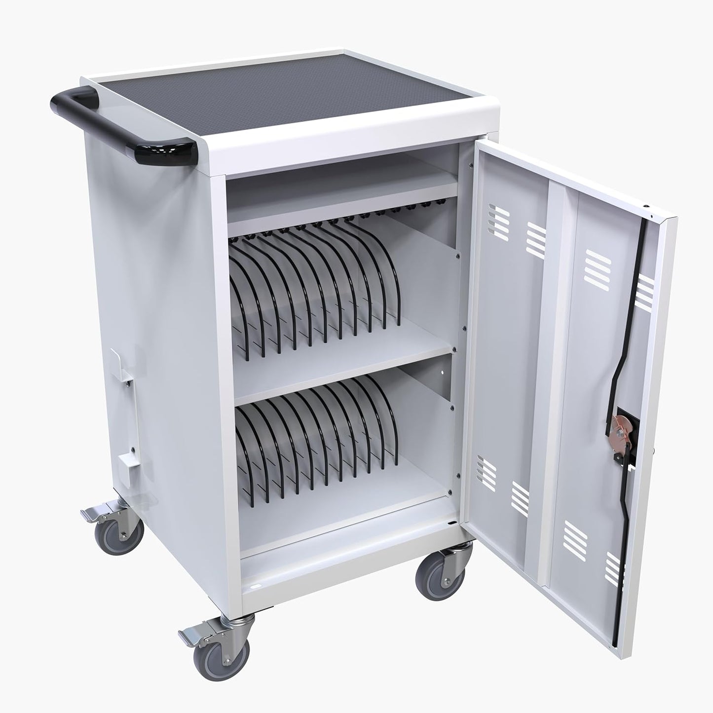 Laptop Charging Cart, 32 Charging Ports Laptop Storage Cart, 30-Bay Mobile Charging Cabinet for iPads up to 16.3", Chromebook Devices, Cord Management, Access Lock.School,Business.White
