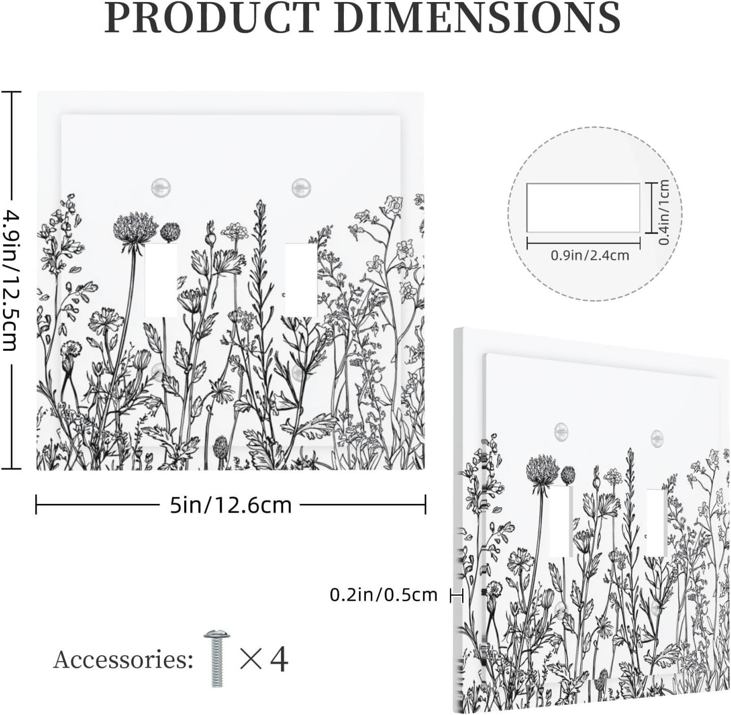 Decorative Switch Plates Floral Wildflower Rustic Plant Leaves 2 Gang Double Toggle Outlet Light Switch Cover Wall Plate Electrical Faceplate For Farmhouse Cabin Decor